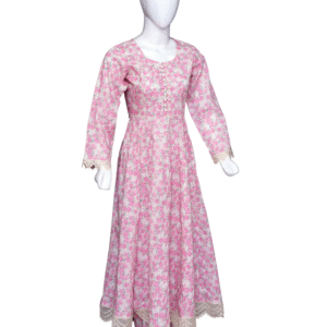 "Ethereal Bloom – Digital Lawn Frock"