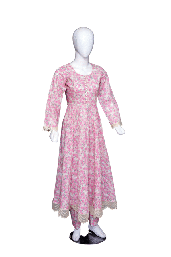 "Ethereal Bloom – Digital Lawn Frock"