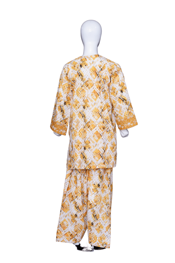"Mustard Mosaic Lawn Suit" - Image 4