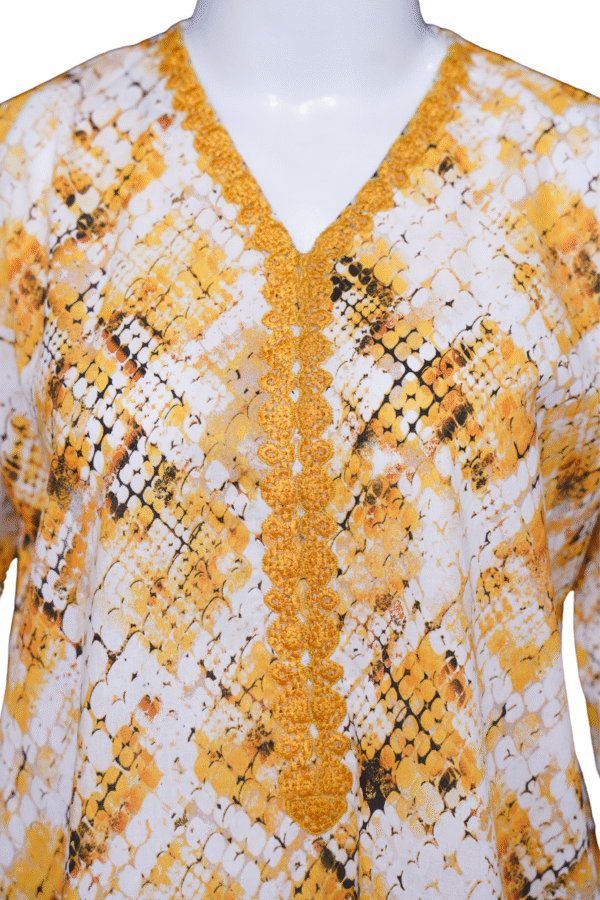 "Mustard Mosaic Lawn Suit" - Image 2